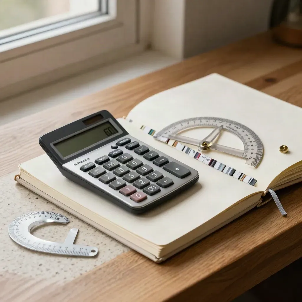 Kit de estudio de ESO con calculadora, escuadra, cuadernos y subrayadores junto a una ventana.