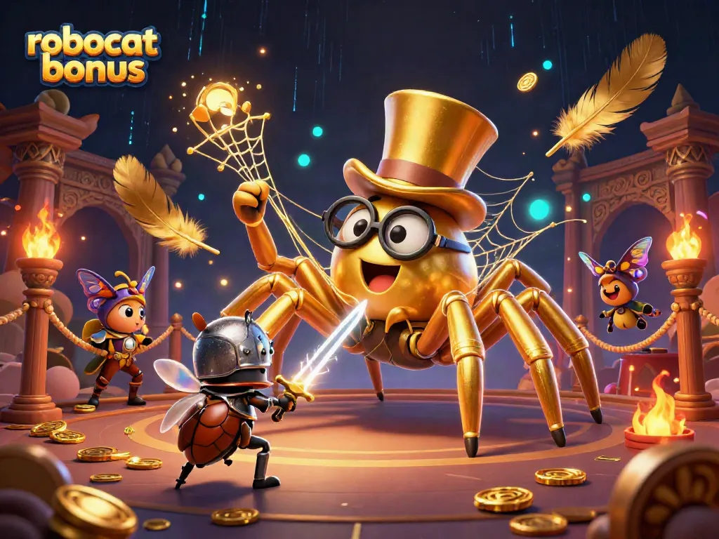 Experience the robocat bonus with vibrant 3D scenes of thrilling casino action and colorful characters.